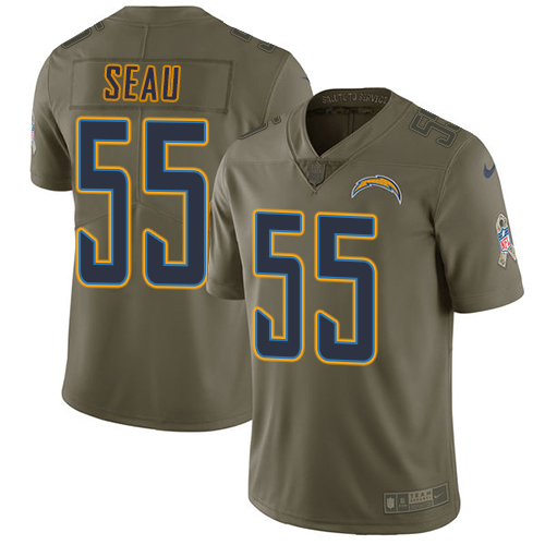 Nike Chargers #55 Junior Seau Olive Men's Stitched NFL Limited Salute to Service Jersey